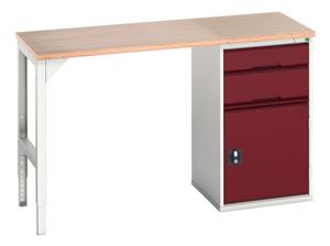 16921902.** verso pedestal bench with 2 drawers/cbd 525W cab & mpx top. WxDxH: 1500x600x930mm. RAL 7035/5010 or selected